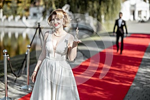 Actress on the red carpet outdoors