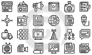 Actualization icons set, outline style photo