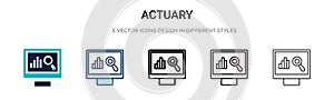 Actuary icon in filled, thin line, outline and stroke style. Vector illustration of two colored and black actuary vector icons