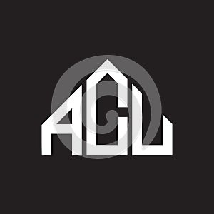 ACU letter logo design. ACU monogram initials letter logo concept. ACU letter design in black background