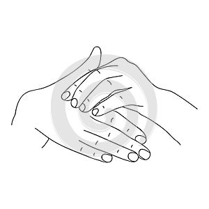 Acupressure self-massage of palms and fingers to relieve pain symptoms in body. Manual practice. Oriental Medicine