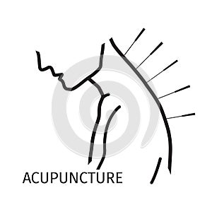 Acupuncture logo icon in line style.