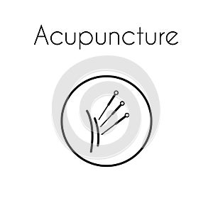 Acupuncture needle massage therapy linear medical vector icon