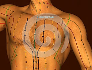 Acupuncture Point CV22 Tiantu, 3D Illustration, Brown Background