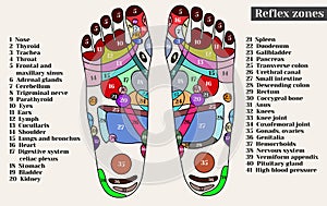 Acupuncture points on the feet. The reflex zones on the feet. Ac