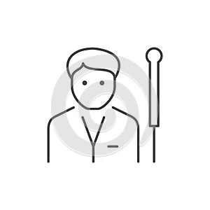 Acupuncturist with needle line icon