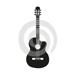 Acustic guitar silhouette. Vector illustration. Flat design.