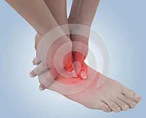 Acute pain in a woman ankle