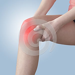 Acute pain in a woman knee.