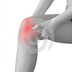 Acute pain in a woman knee.