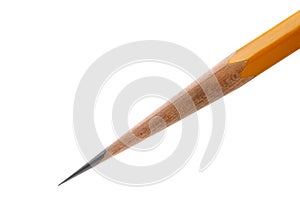 An acutely honed pencil on a white background