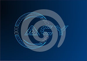 ACY low poly letter logo vector design.