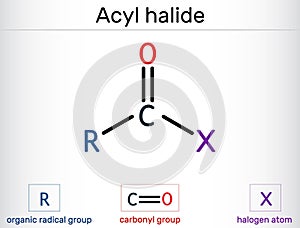Acyl halide, acid halide, RCOX molecule photo