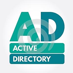 AD - Active Directory acronym, technology concept background