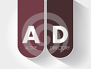 AD - Active Directory acronym, technology concept background