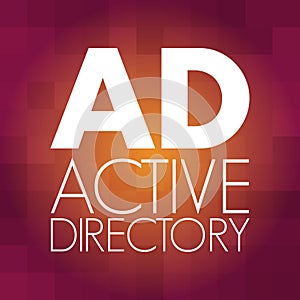 AD - Active Directory acronym, technology concept background