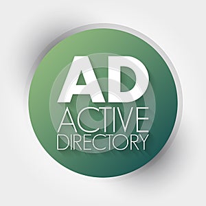 AD - Active Directory acronym, technology concept background