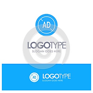 Ad, Blocker, Ad Blocker, Digital Blue Solid Logo with place for tagline