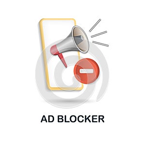 Ad Blocker icon. 3d illustration from content marketing collection. Creative Ad Blocker 3d icon for web design