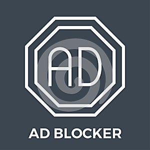 AD Blocker Thin Line Vector Icon