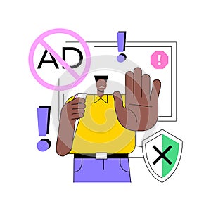 Ad blocking software abstract concept vector illustration