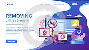 Ad blocking software concept landing page.