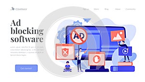 Ad blocking software concept landing page.