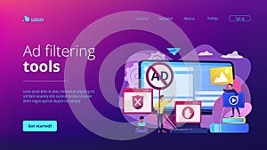 Ad blocking software concept landing page.