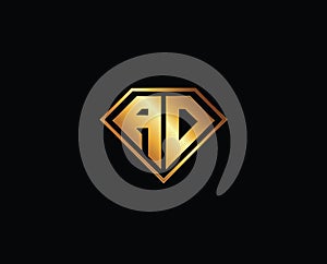 AD diamond shape gold color logo design