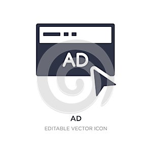 ad icon on white background. Simple element illustration from Social media marketing concept