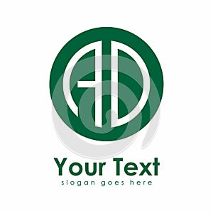 AD Letter on Circle Design, Initial Business Logo Template Vector