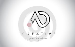 AD Letter Logo Design with Creative Modern Trendy Typography