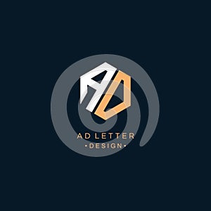 AD Letter Logo Design with Sans Serif Font Vector Illustration. - Vector