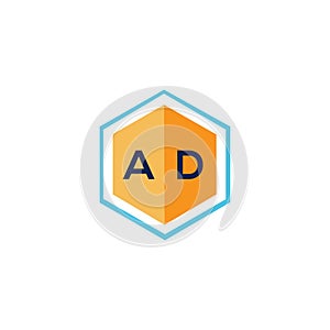 AD letter logo design on WHITE background. AD creative initials letter logo concept