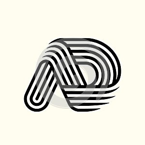 AD monogram. Uppercase letter a, letter d logo. Geometric style.