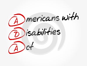 ADA - Americans with Disabilities Act acronym, concept background