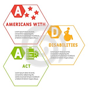 ADA -  Americans with Disabilities Act acronym, medical concept background.