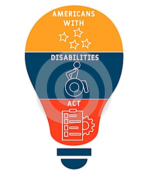 ADA -  Americans with Disabilities Act acronym, medical concept background.