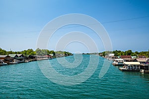 ADA BOIANA , MONTENEGR, Bojana River is a popular tourist destination with traditional seafood restaurants