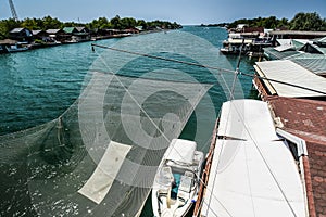 ADA BOIANA , MONTENEGR, Bojana River is a popular tourist destination with traditional seafood restaurants