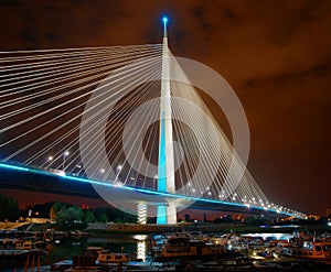 Ada bridge, Belgrade. Night picture.