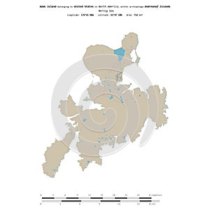 Adak Island. United States. Shape on white. Topo standard photo