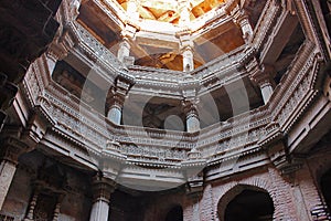 Adalaj Stepwell, Ahmedabad, Gujarat, India. Adalaj stepwell is five stories deep.