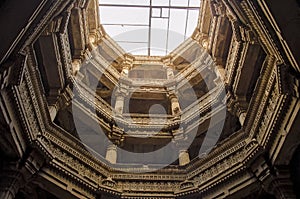 Adalaj stepwell from bottom to top view- Indian Heritage tourist