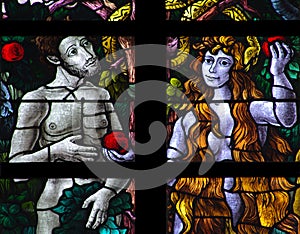 Adam and Eve (stained glass)