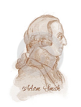 Adam Smith Engraving Style Sketch Portrait