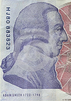 Adam Smith portrait on reverse of 20 pound sterling banknote