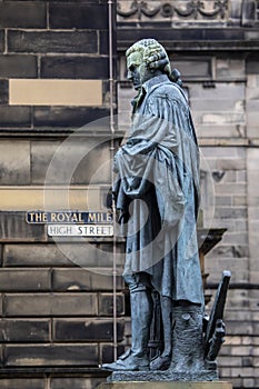 Adam Smith Statue in Edinburgh, Scotland