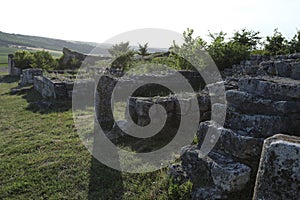 Adamclisi ruins in Romania, old walls close-up view