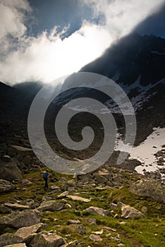 Adamello group, Italian Alps, dramatic mountain landscape.